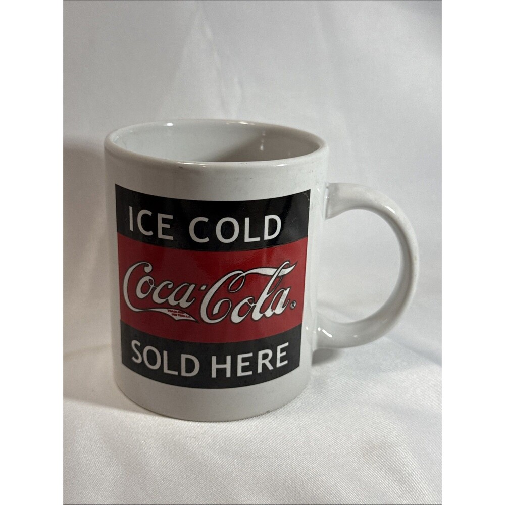 2002 Coca Cola Coffee Mug Ice Cold Sold Here by Gibson Ceramic Black Red Logo